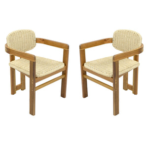 Outdoor Accent Armchairs For Patio (Set of 2) - Natural / Teak