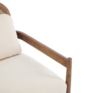 Elliston Rattan Backrest Solid Wood Accent Chair with Cushions - Set of 2