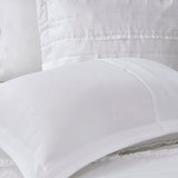 5 Piece Microfiber Ruffled Comforter Set White Queen