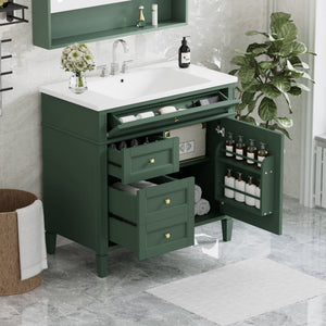 Bathroom Vanity With Top Sink, 2 Drawers and Tip Out Drawer