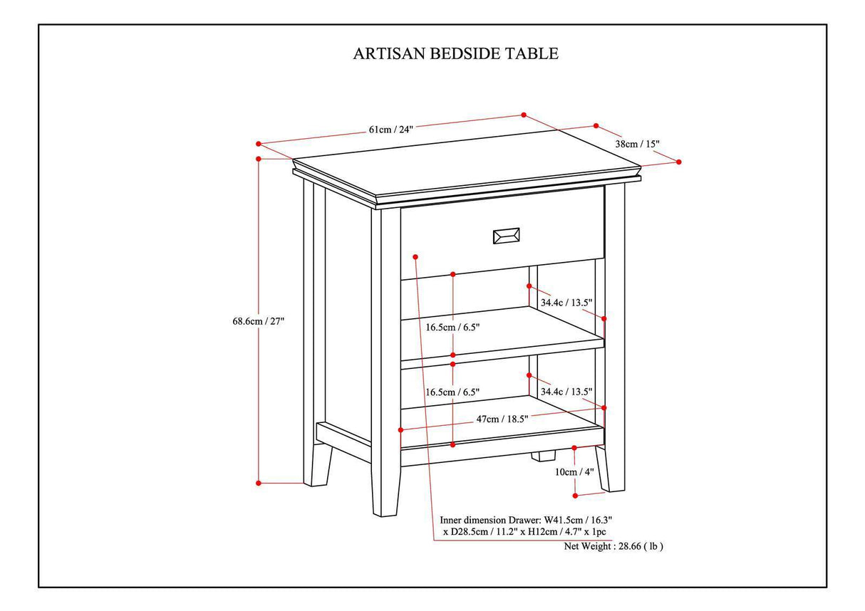 Artisan - Bedside Table - Warm Walnut Brown