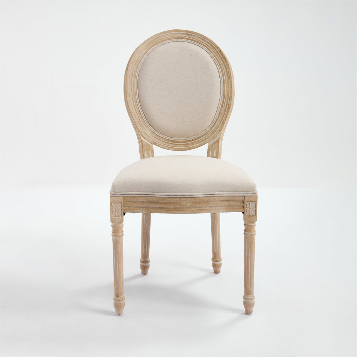 French Country Dining Chairs Set of 2 with Upholstered Round Back
