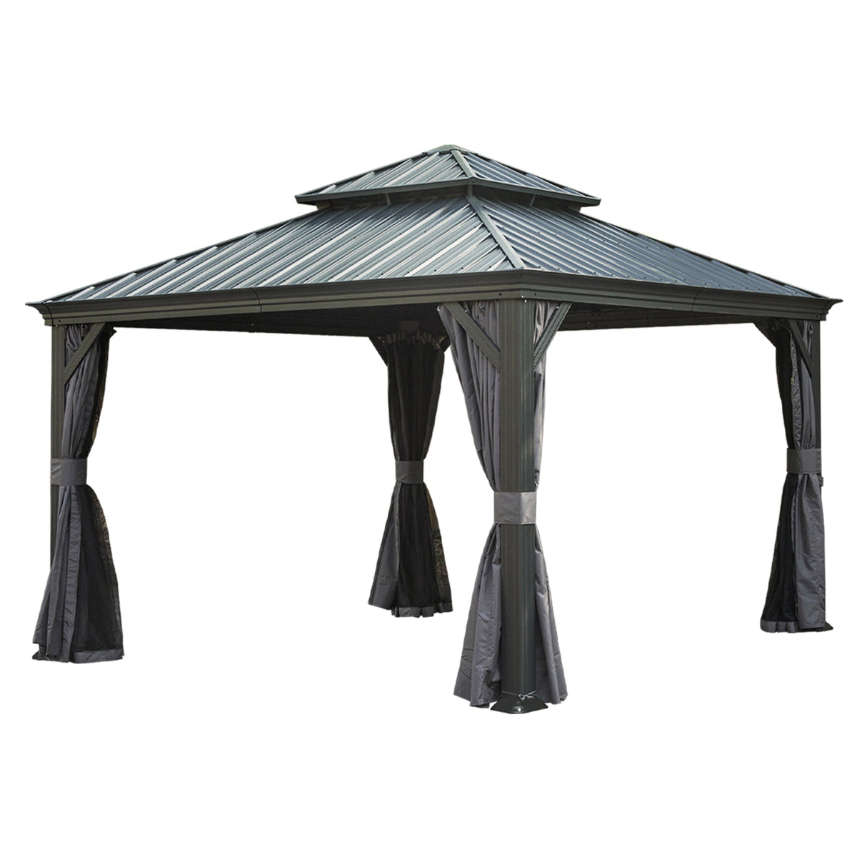 12'x12' Hardtop Gazebo Canopy with Galvanized Steel Double Roof