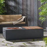 Outdoor 50,000 BTU Lightweight Concrete Fire Pit Table with Storage