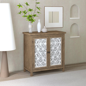 Rustic Natural Aged Brown Solid Wood Transitional Storage Cabinet – 31.89'