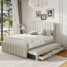 Upholstered Platform Bed With Twin Size Trundle And 3 Drawers