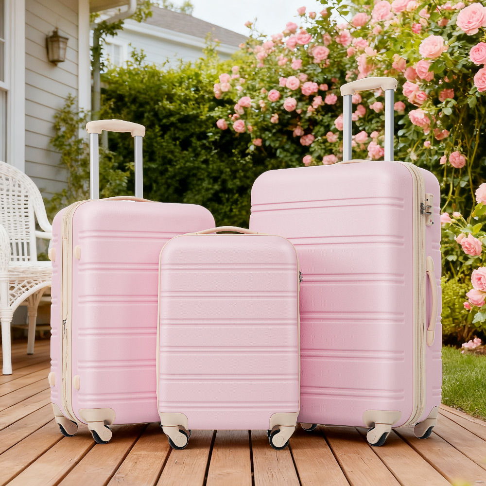 3 Piece Luggage Set Hardside Spinner Suitcase With Tsa Lock 20" 24" 28"
