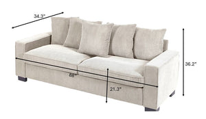 Luxe Sofa With 5 Matching Toss Pillows, Sleek Design, Spacious And Comfortable 3 Seater Couch