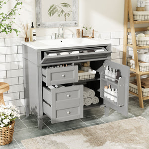 Bathroom Vanity With Top Sink, 2 Drawers and Tip Out Drawer