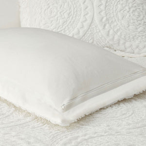 Full/Queen Embroidered Medallion Faux Fur Ultra Plush Comforter Mini Set