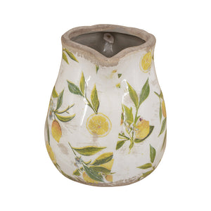 Distressed White Ceramic Pitcher Vase