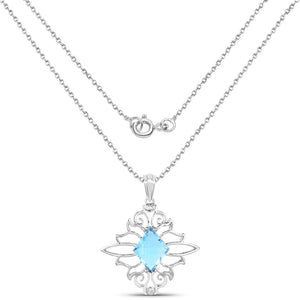 5.15 Carat Genuine Swiss Blue Topaz .925 Sterling Silver Pendant