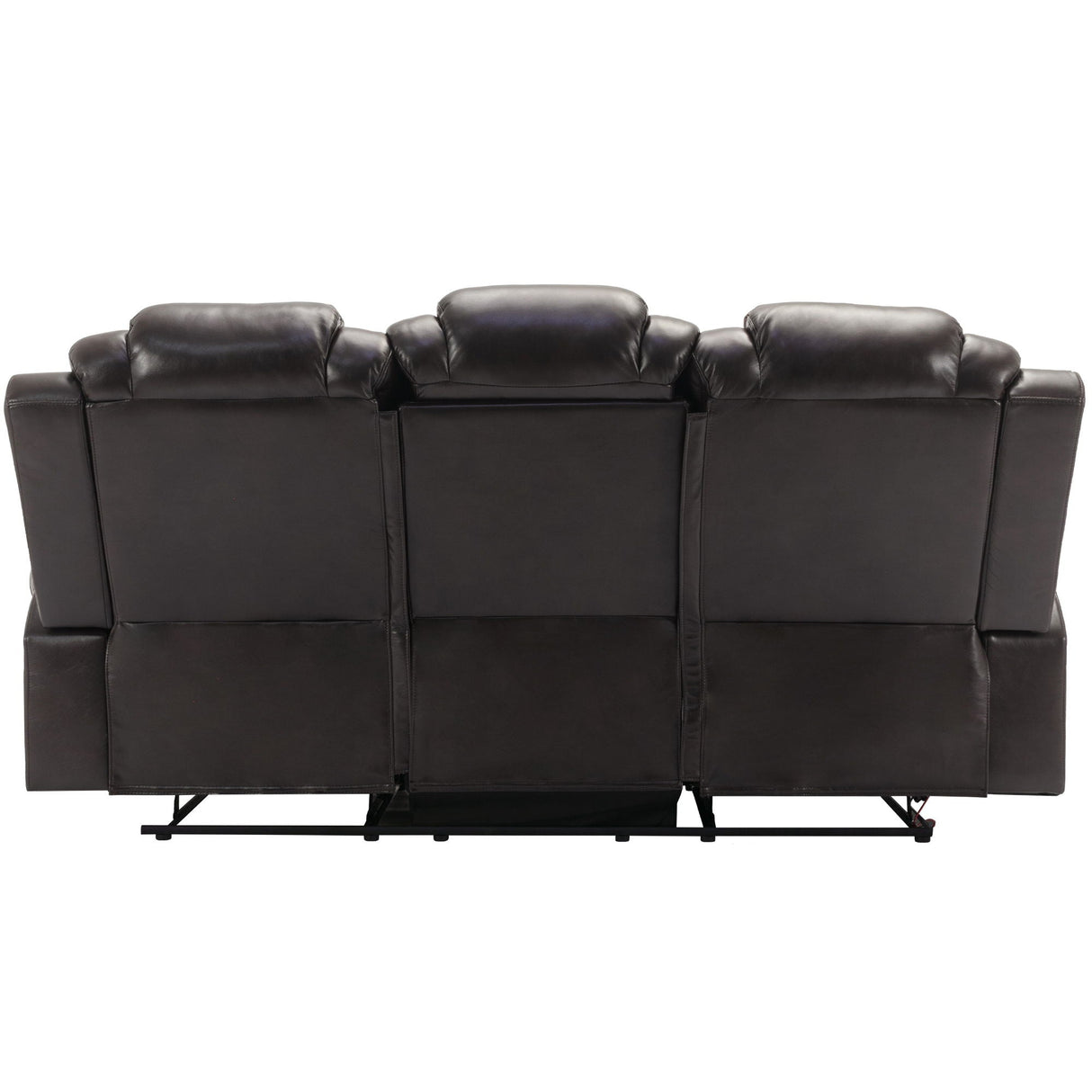 3 Pieces Recliner Sofa Sets Home Theater Seating Manual Recliner Chair With Center Console And LED Light Strip For Living Room