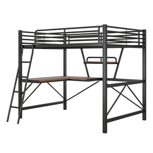 Loft Bed With Desk And Shelf, Modern Design