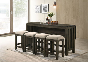 Drop Leaf Table & 4 Stools - Dark Brown