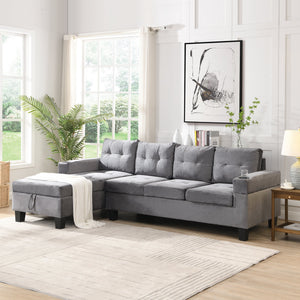 Modern Sectional Sofa Set with L Shape Chaise Lounge