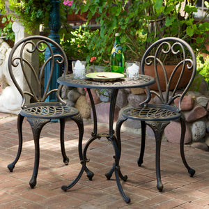 Thomas 3-Piece Cast Bistro Set - Black / Gold