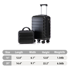 ABS Spinner Wheel Luggage Set with Combination Lock - Black