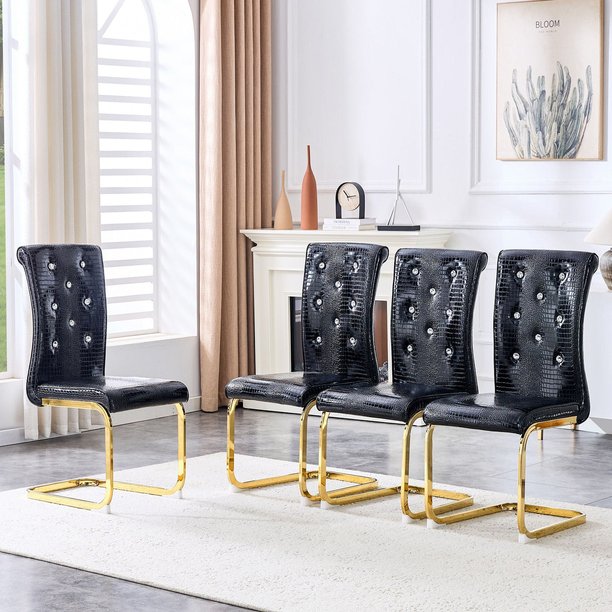 Elegant Design Alligator Skin Upholstered Dining Chairs