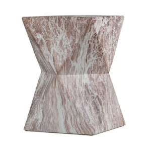 Round Outdoor Geometric End Table - Marble