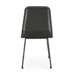 Outdoor Dining Chairs (Set of 2) with Rattan Backrest and Cushions
