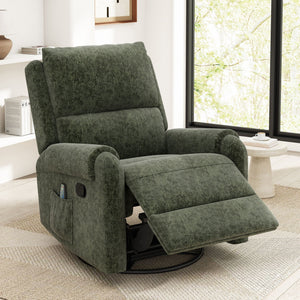 Manual Recliner Massage Chair with Swivel Rocker and 8 Massage Modes