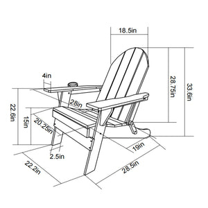HDPE Folding Adirondack Chair with Dual Cup Holder - Gray