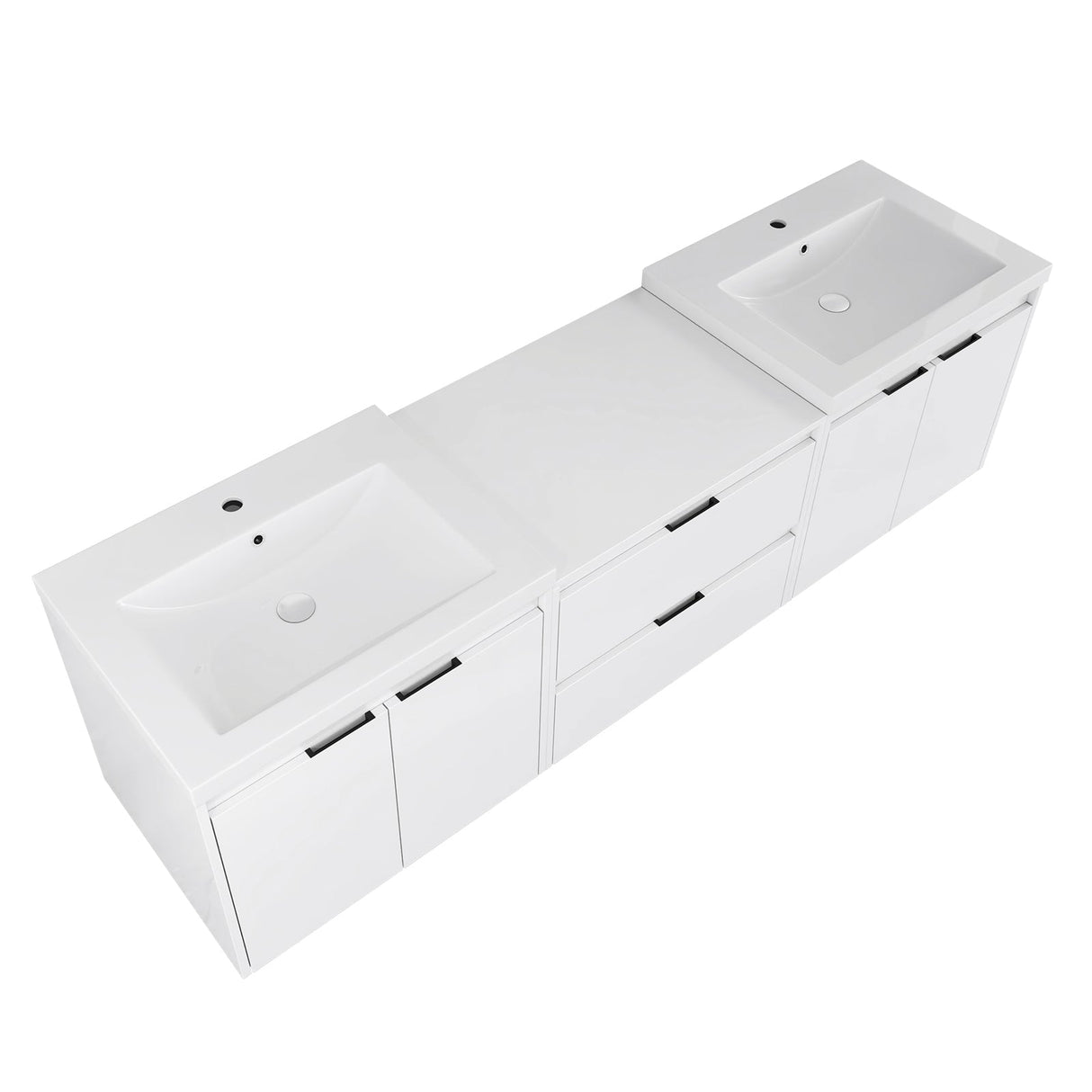 72" Bathroom Vanity With Resin Sink, Soft Close Doors, and 1-Side Cabinet