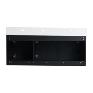 Contemporary 48" Wall Mounted Bathroom Vanity With Resin Sink And Soft Closing Doors And Line - Black Chestnut