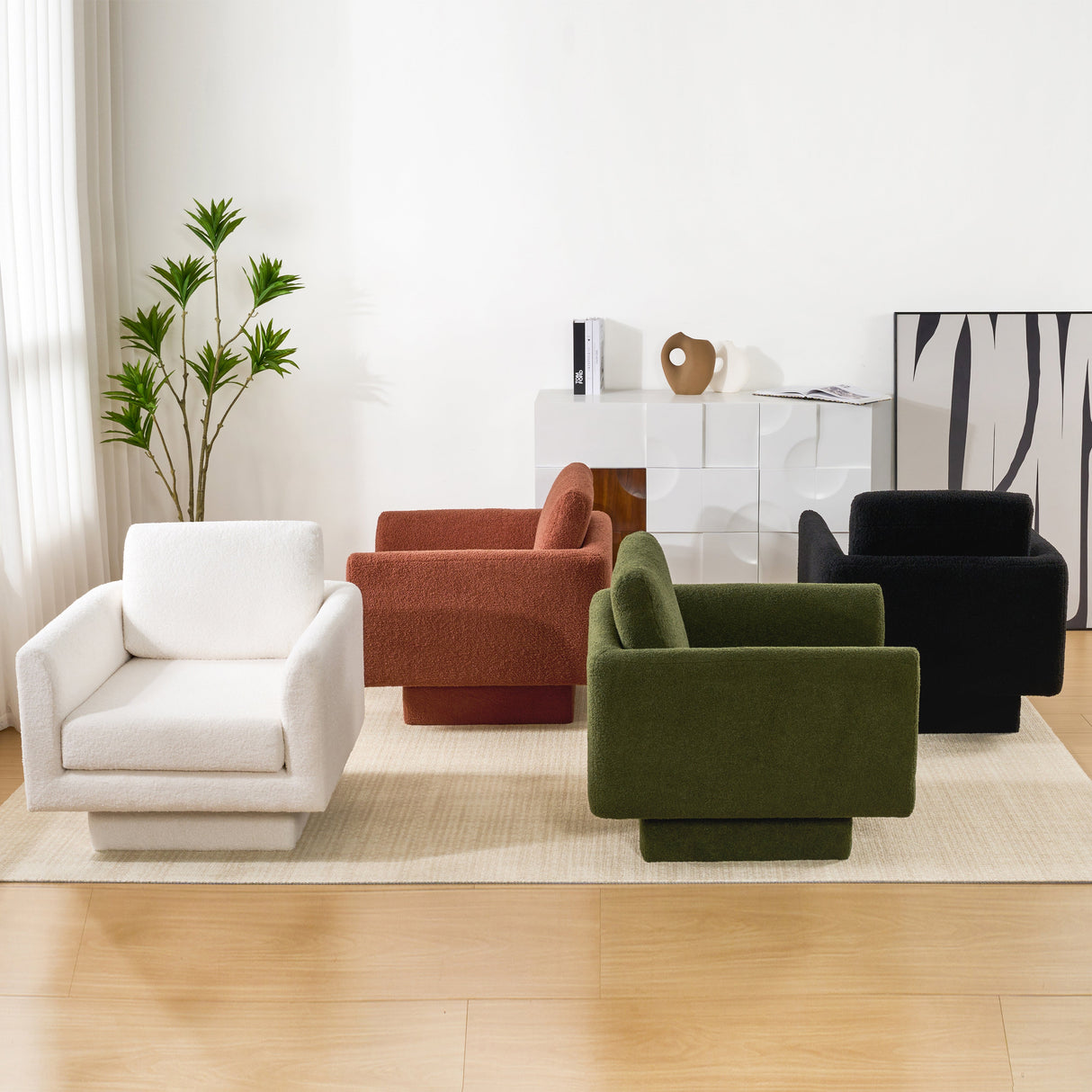 Hartswell Teddy Sherpa Modern Swivel Accent Chair