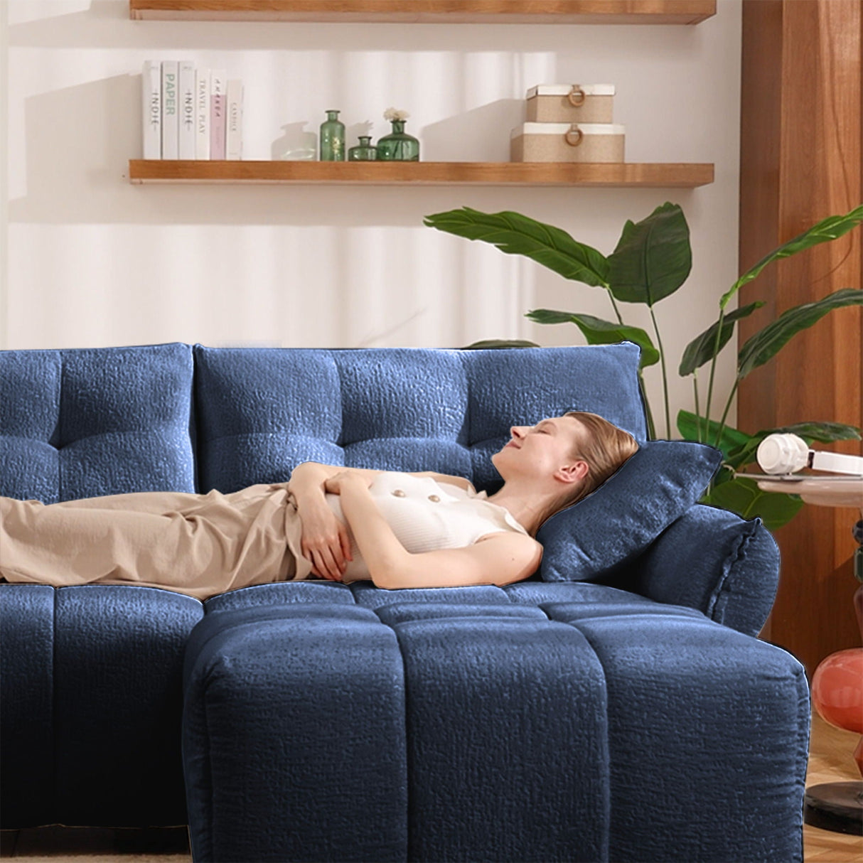 Ergonomic Single Seater Sofa With Ottoman, High Resilience Support Cushions