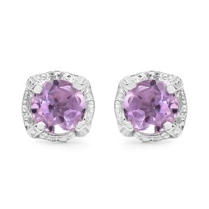 1.46 Carat Genuine Amethyst .925 Sterling Silver Earrings