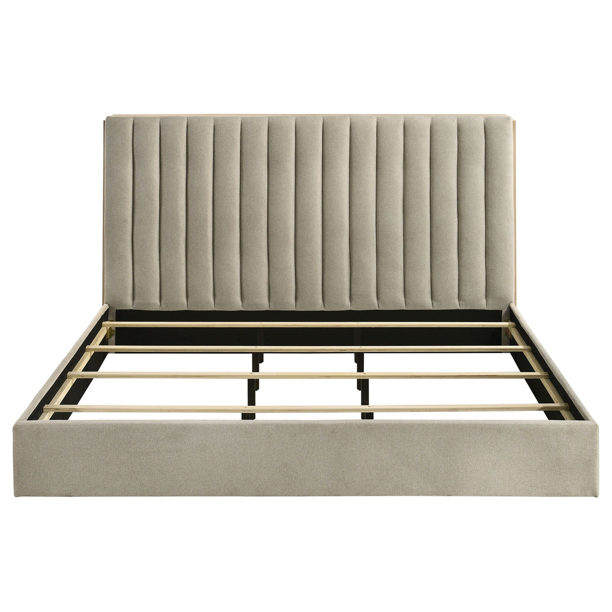 Arielle Eastern King Bookcase Panel Storage Bed Light Oak