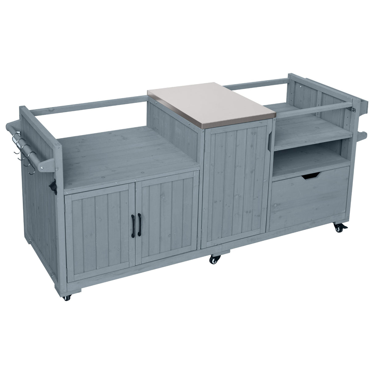 K&K 80.5' Outdoor Kitchen Island for Big Green Egg & Blackstone Griddle