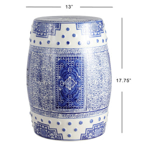 Acanthus chinoiserie ceramic drum garden stool - Tuesday Morning - Outdoor Tables