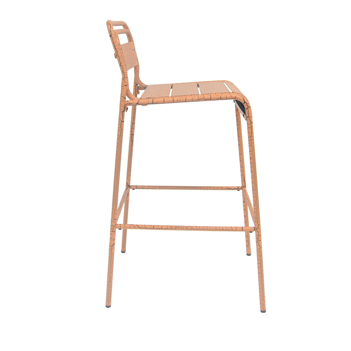 Carmella Outdoor BarStool Set of 2 Iron Slat Design Orange Matte Finish