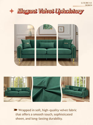Contemporary Upholstered Sofa Couch - 87.4 Inches