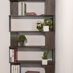 Freestanding Corner Bookshelf For Living Room - Dark Brown