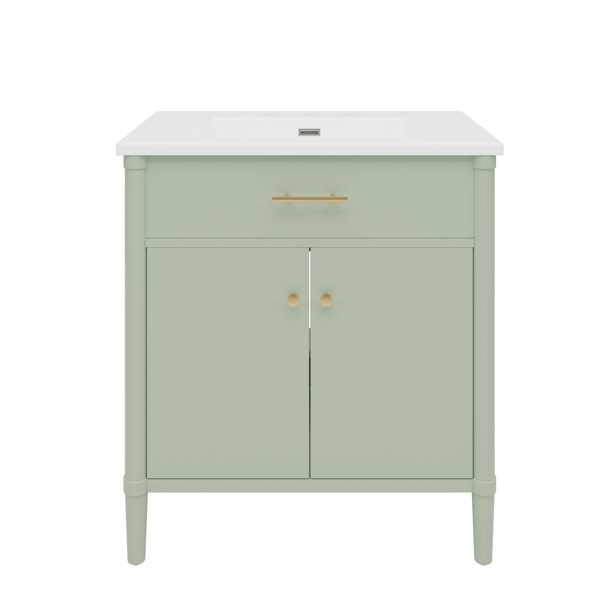 Bathroom Vanity with Sink and Adjustable Shelf - Soft Close Doors - Black, Green, or White