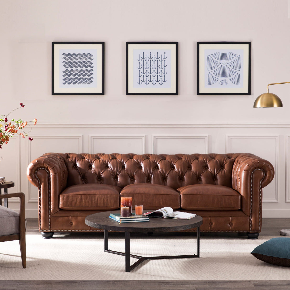 Traditional Tufted Chesterfield Nailhead Sofa