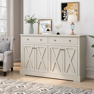 Vintage Sideboard with 2 Drawers and Four Doors for Living Room