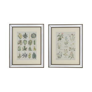 S/2 15.7x19.7" Liana Mirror Framed Wall Art on Mellow Golden Tint Background