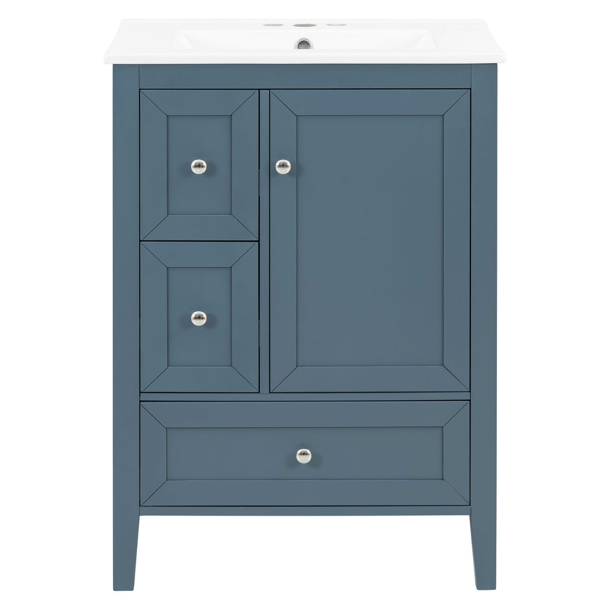 Modern Bathroom Vanity With Sink, Soft Close Drawers & Door, Storage Rack