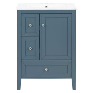 Modern Bathroom Vanity With Sink, Soft Close Drawers & Door, Storage Rack