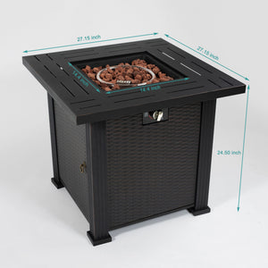 Square Fire Pit Table - Brown