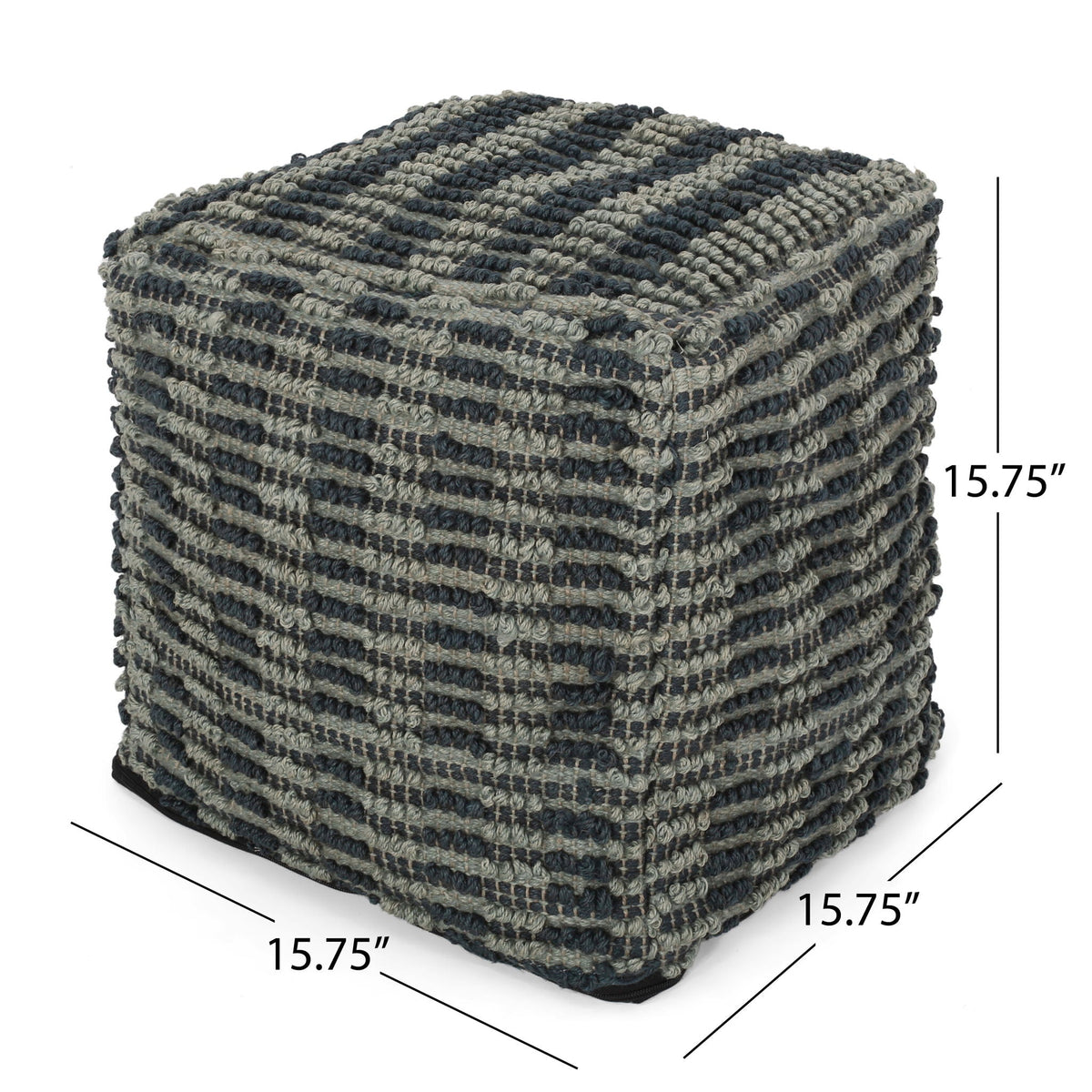Walle - Fabric Square Pouf Ottoman And Floor Cushion Teal - Blue