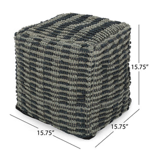 Walle - Fabric Square Pouf Ottoman And Floor Cushion Teal - Blue