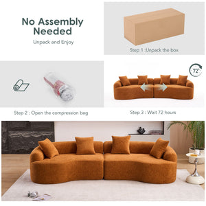 4 Seater Sofa With Fabric, 30D, 60 Hardness Full Sponge, 4 Pillow For Living Room, Home Furniture Sleeper Sectional Sofa For Apartment