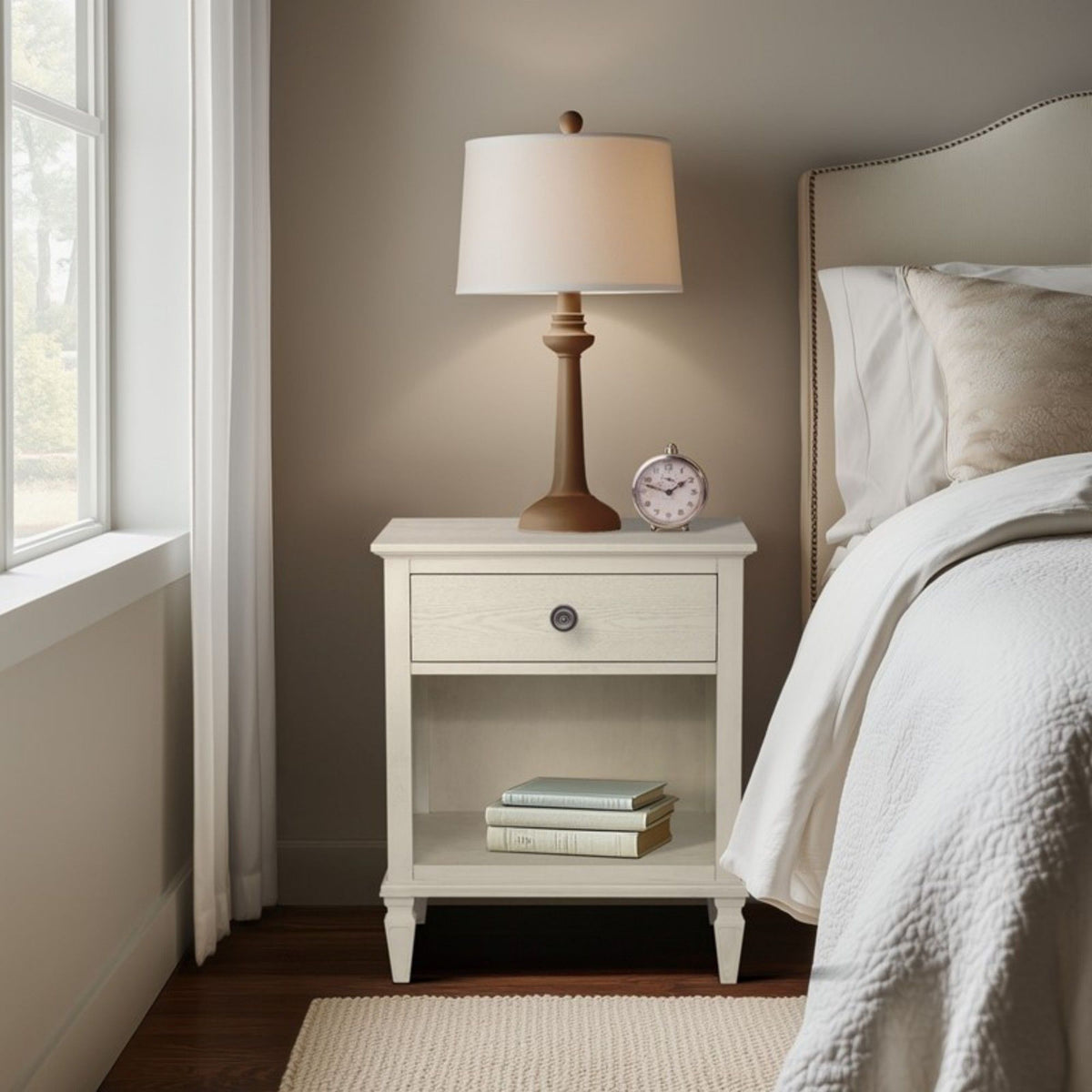 Victoria Nightstand with Open Storage - French Design - Multiple Colors
