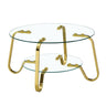 Double Layer Coffee Table with Double-Layer Glass - Pearl Silver, Gold, or Black